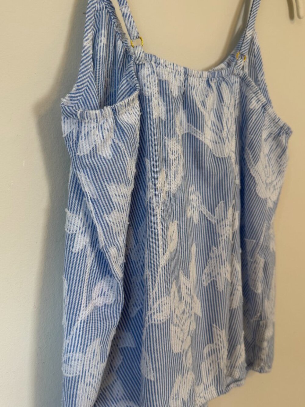 Soma Cotton Striped Floral Jacquard Pajama Cami Small Blue White New With Tags - Picture 6 of 15